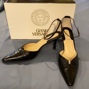Versace kitten heels ankle strap 38 black